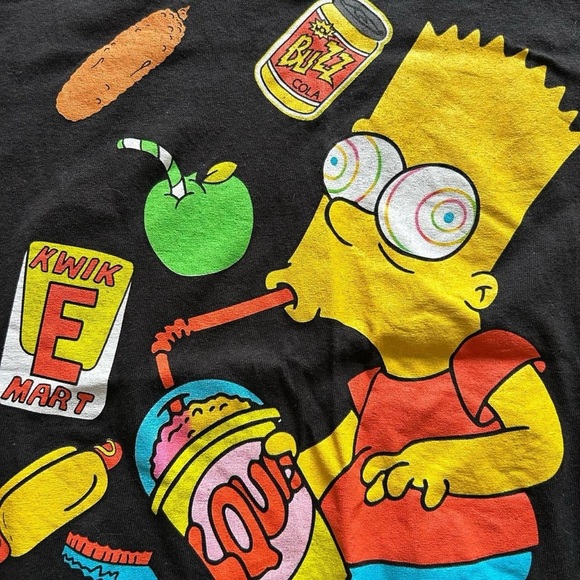 Simpsons Bart Simpson Kwik-E-Mart MUNCHIES Brain Freeze Squishee Tee Black Sz L - Picture 2 of 4